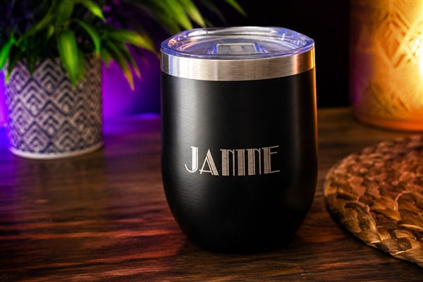 Personalized black tumbler